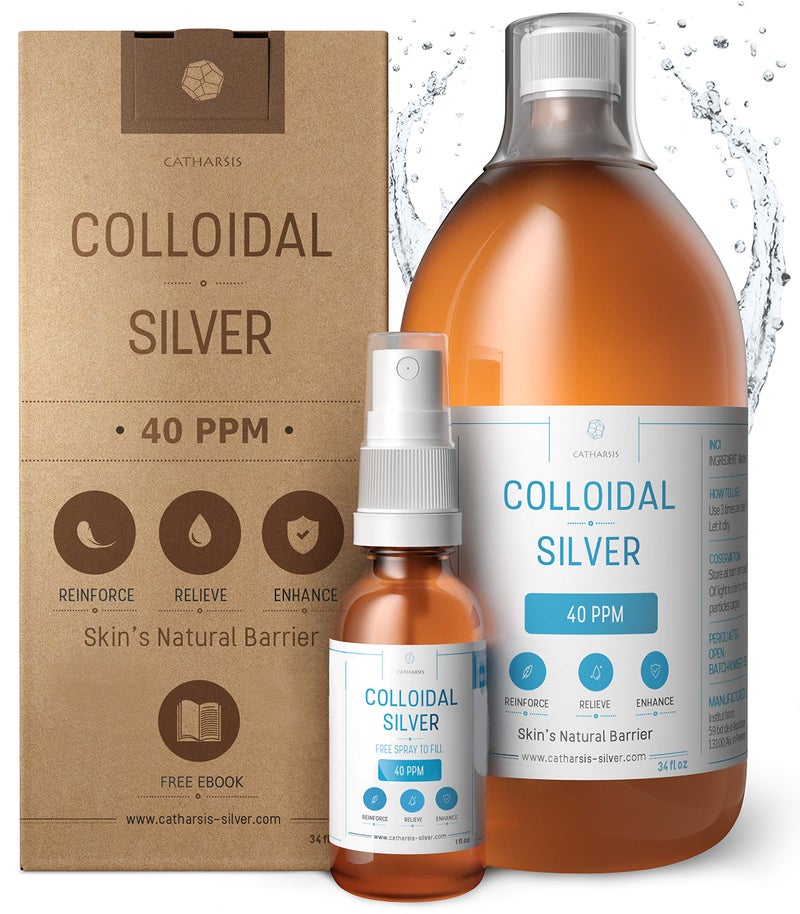 Premium Colloidal Silver Optimal Concentration Formula Smaller Particles Better Results Laboratory Certified Liquid Silver Made in EU Free Spray Bottle to Fill Ebook 34 fl oz