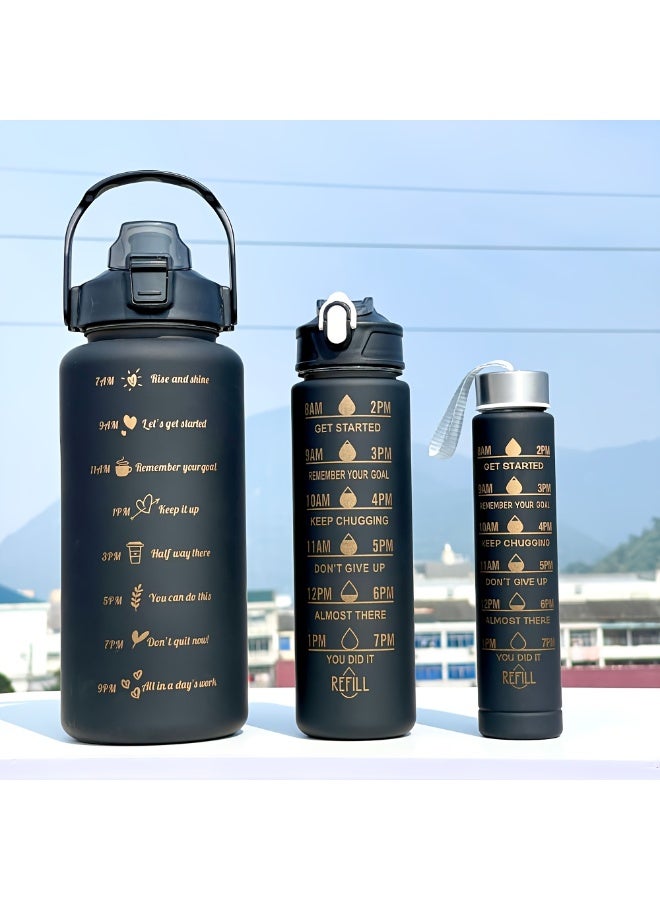 3-Pack Gradient Color Leakproof Water Bottles – BPA-Free, Motivational Hydration Bottles with Straw, Flip Top & Time Markers – Portable, Reusable, Eco-Friendly for Fitness, Gym, Office, School, Outdoor & Travel - Image 1