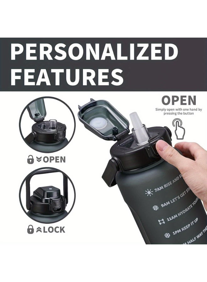 3-Pack Gradient Color Leakproof Water Bottles – BPA-Free, Motivational Hydration Bottles with Straw, Flip Top & Time Markers – Portable, Reusable, Eco-Friendly for Fitness, Gym, Office, School, Outdoor & Travel - Image 3