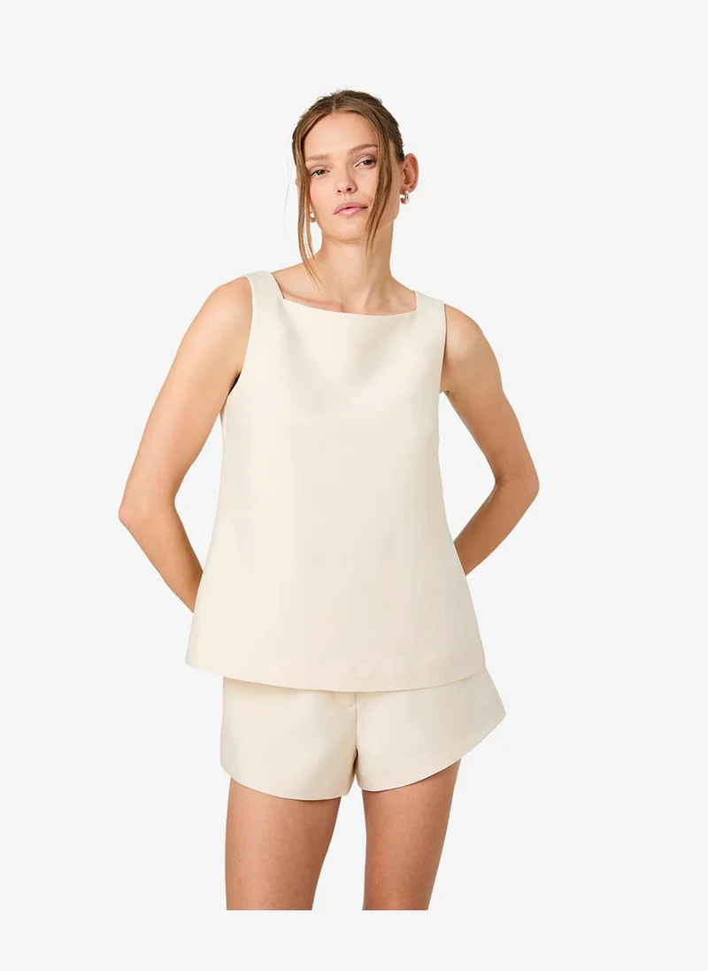 Women's Porc Crm Struct Taff Slvlss Aline Top