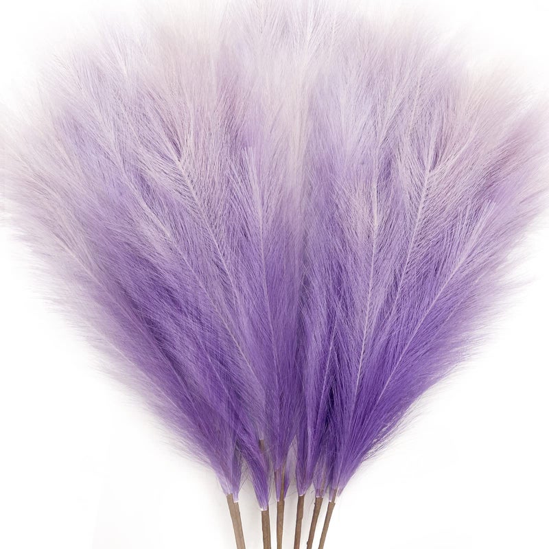 KALYLOC 8Pcs 3FT Purple Colorful Faux Pampas Grass, KALYLOC Fake Artificial Pampass Grass Decor, Filler Tall Pampas Grass Reed Fluffy Stems Plant for Home Boho Living Room Wedding Decoration - Image 1