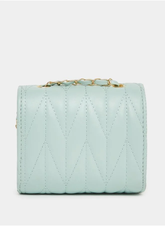 ستايلي Styli Girls Quilted Cross Body Bag with Chain Strap