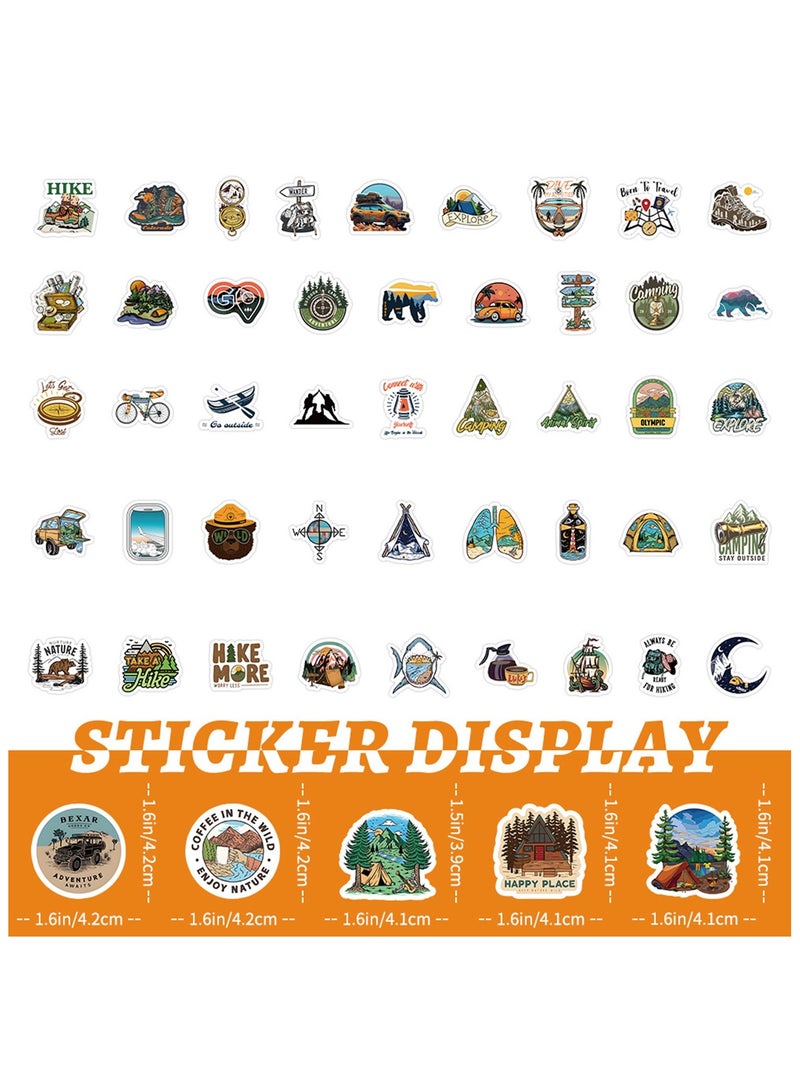100Pcs Outerdoor Hiking Camping Stickers Pack Waterproof Vinyl Bumper Decals Perfect for Laptop Car Skateboard Water Bottle Hard Hat Scrapbook Travel Case Guitar Luggage Motorbikes - Image 5