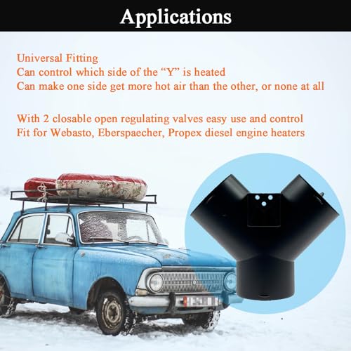 LLANNDER 75mm Y Type Air Heater Valve Diesel Engine Heaters Parking Heater Accessories Diesel Air Heater Hose Pipe Ducting Connector Parts 3 Way Fit for Webasto Eberspaecher Propex - Image 5
