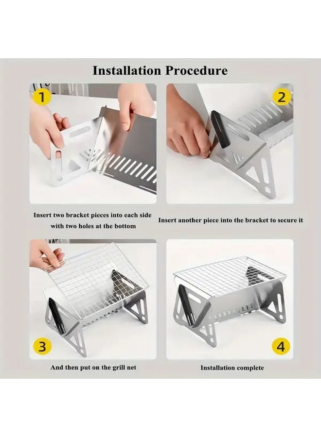 إسكدنيا مجموعة شواية قابلة للطي محمولة، حفرة نار مضغوطة من الفولاذ المقاوم للصدأ مع حقيبة للتخييم والنزهات الخارجية - Image 5