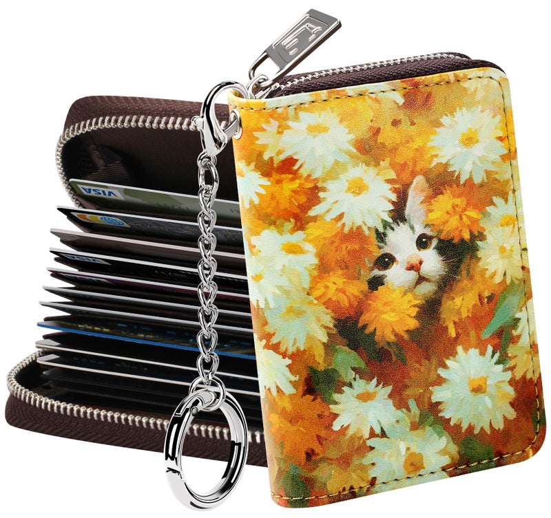 FurArt Zipper Wallet Women, RFID Blocking Credit Card Wallet, Business Card Holder, Compact Size KeyChain Wallet - Image 1