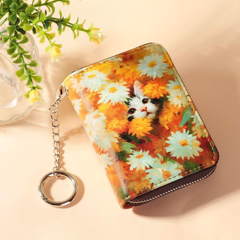 FurArt Zipper Wallet Women, RFID Blocking Credit Card Wallet, Business Card Holder, Compact Size KeyChain Wallet - Image 2