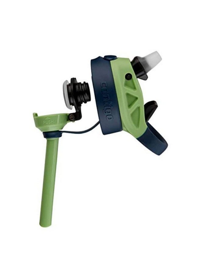 كونتيجو زجاجة مياه للأطفال 14 أونصة مع تقنية الفتح التلقائي، تصميم غطاء سهل التنظيف مقاوم للانسكاب للأعمار من 3 سنوات بالإضافة إلى رف علوي آمن للاستخدام في غسالة الأطباق، 3 عبوات أخضر / أزرق أزرق أخضر - Image 5