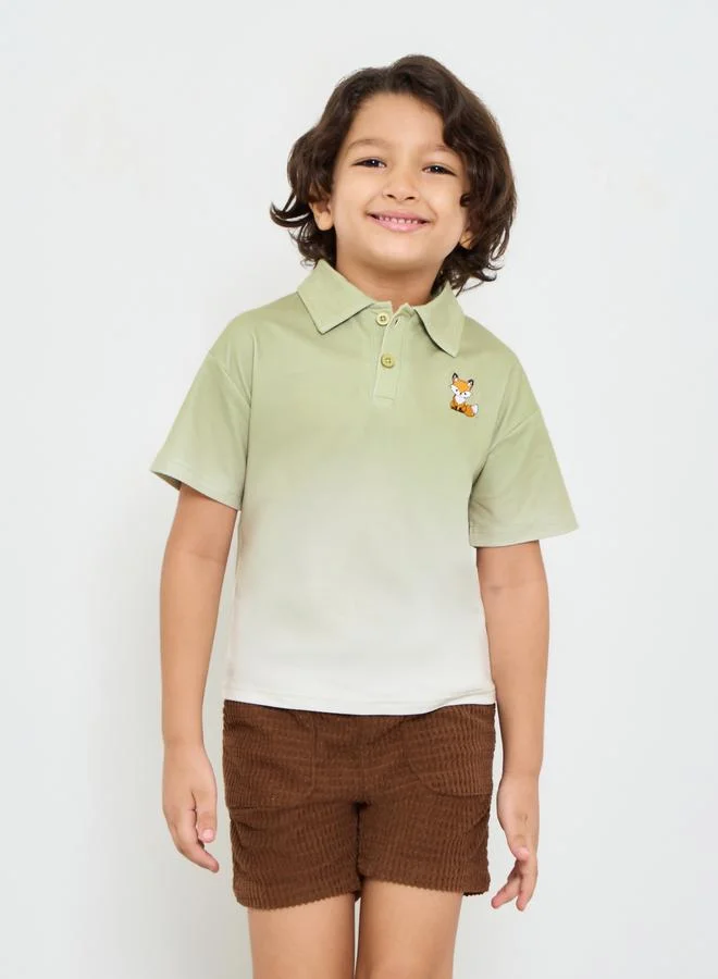 ستايلي Boys Dip Dye Polo T-Shirt with Placement Emrboidery