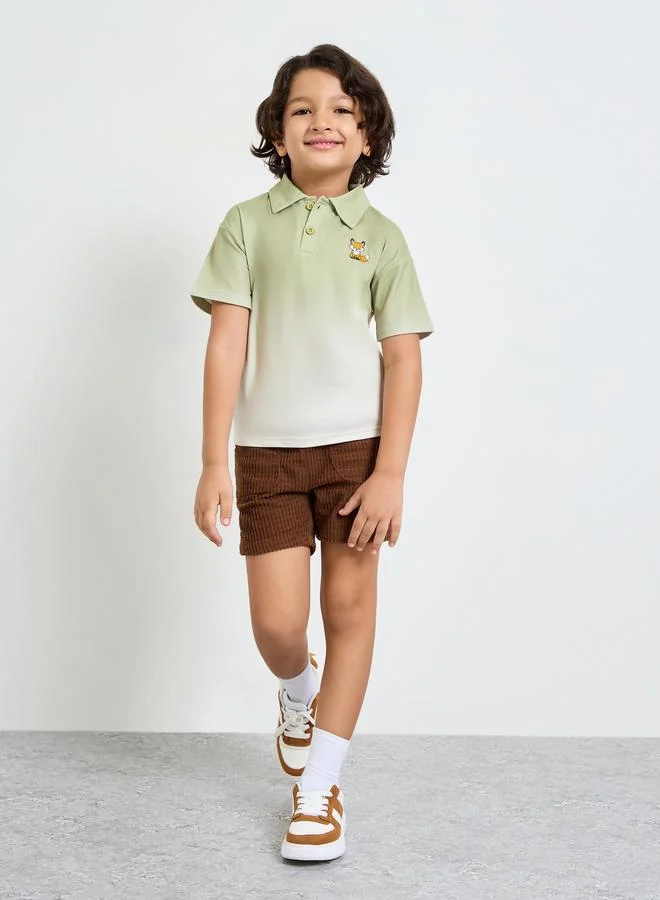 ستايلي Boys Dip Dye Polo T-Shirt with Placement Emrboidery