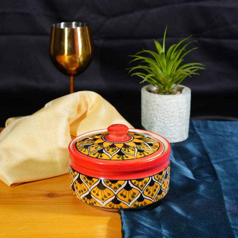 Caffeine Ceramic Handmade Orange Morocco Small Serving Donga Casserole (Set of 1) - Image 1