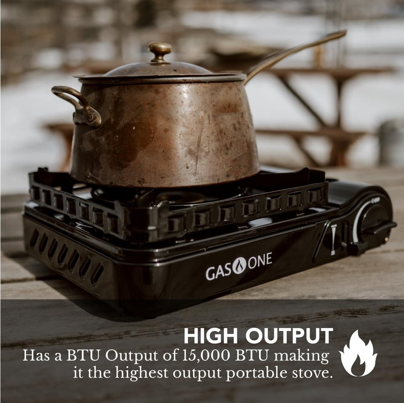 GasOne Gas One Dual Fuel Portable Stove 15,000BTU With Brass Burner Head, Dual Spiral Flame Gas Stove - Patent Pending - Image 5