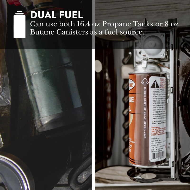 GasOne Gas One Dual Fuel Portable Stove 15,000BTU With Brass Burner Head, Dual Spiral Flame Gas Stove - Patent Pending - Image 4