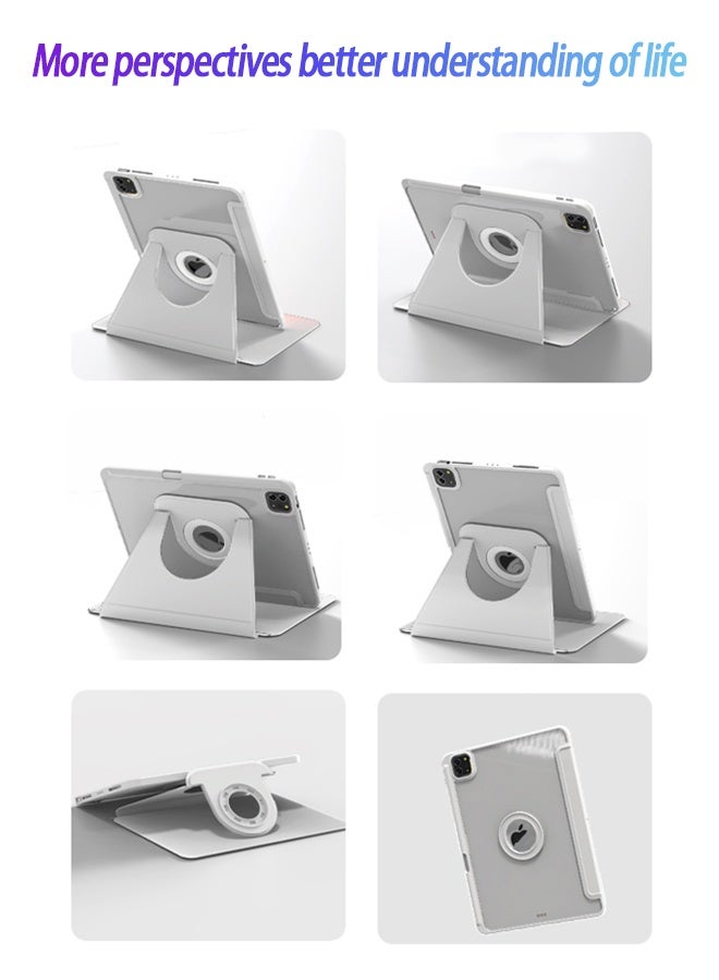 iPad 11th Generation Case (A16 2025) Case And iPad 10th 10.9 Inch Case, iPad Case 360 Degree Rotation With Pen Slot/Convenient Magnetic Attachment/Auto Sleep/Wake Slim Stand/Transparent Tpu Protective Case/AED 35 Gift Set Anti-Glare Protective Film/Felt Tablet Pouch - Gray - Image 2