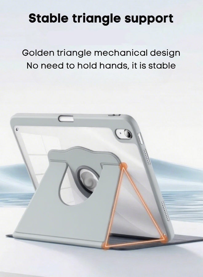 iPad 11th Generation Case (A16 2025) Case And iPad 10th 10.9 Inch Case, iPad Case 360 Degree Rotation With Pen Slot/Convenient Magnetic Attachment/Auto Sleep/Wake Slim Stand/Transparent Tpu Protective Case/AED 35 Gift Set Anti-Glare Protective Film/Felt Tablet Pouch - Gray - Image 5