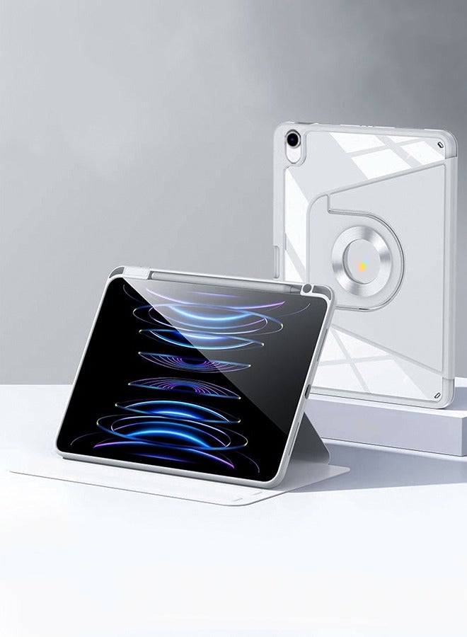 iPad 11th Generation Case (A16 2025) Case And iPad 10th 10.9 Inch Case, iPad Case 360 Degree Rotation With Pen Slot/Convenient Magnetic Attachment/Auto Sleep/Wake Slim Stand/Transparent Tpu Protective Case/AED 35 Gift Set Anti-Glare Protective Film/Felt Tablet Pouch - Gray - Image 4