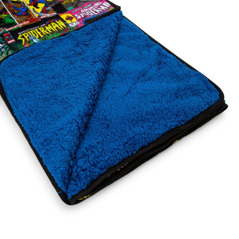 Surreal Entertainmen Marvel Spider-Man 60th Anniversary Special Edition Fleece Throw Blanket With Blue Sherpa Backing | Plush Soft Polyester Cover For Sofa and Bed  Cozy Home Decor  Luxury Room Essentials | 72 x 67 Inches  - Image 2