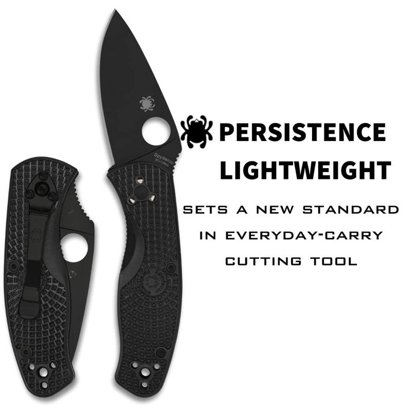 Spyderco سكين جيب خفيف سبايدركو بيرسستنس - شفرة أكسيد أسود متينة مع مقبض FRN ذو نسيج ثنائي الاتجاه - سكين طي للاستخدام اليومي للمستخدمين التكتيكيين - Image 2