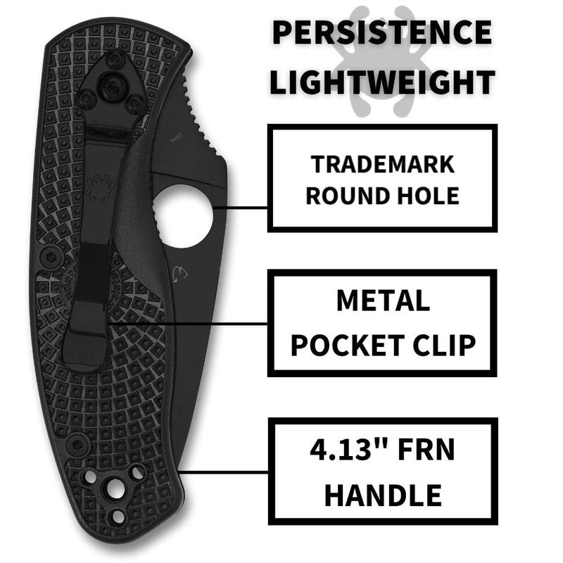 Spyderco سكين جيب خفيف سبايدركو بيرسستنس - شفرة أكسيد أسود متينة مع مقبض FRN ذو نسيج ثنائي الاتجاه - سكين طي للاستخدام اليومي للمستخدمين التكتيكيين - Image 4