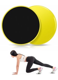 Generic Exercise Sliders Gliding Discs Dual Sided Total Body Workout System 2Pcs, Yellow  - Image 2