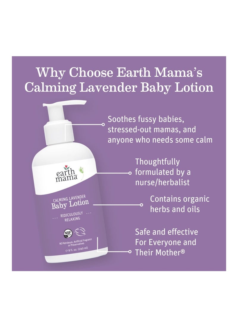 Earth Mama Calming Lavender Baby Lotion, Nourishing Organic Calendula + Rooibos For Sensitive Skin, 8 Fl Oz (2-Pack)  - Image 2