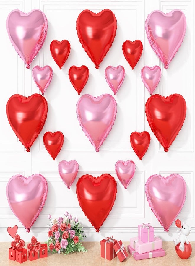 Vibzox Pink Red Heart Balloons, 19PCS Light Pink and Red Heart Shape Balloon, 18Inch with 10Inch Red Pink Helium Mylar Heart Balloon for Birthday Bridal Engagement Wedding Valentine Party Decorations - Image 1
