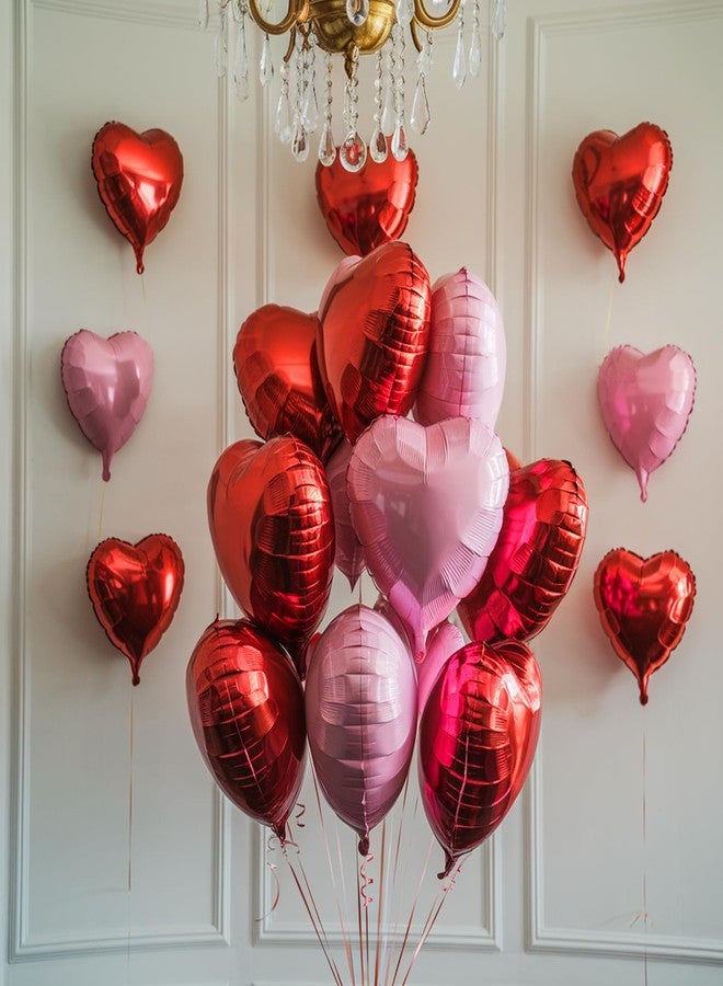Vibzox Pink Red Heart Balloons, 19PCS Light Pink and Red Heart Shape Balloon, 18Inch with 10Inch Red Pink Helium Mylar Heart Balloon for Birthday Bridal Engagement Wedding Valentine Party Decorations - Image 5
