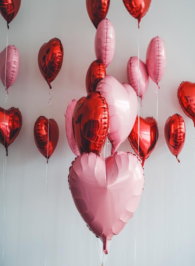 Vibzox Pink Red Heart Balloons, 19PCS Light Pink and Red Heart Shape Balloon, 18Inch with 10Inch Red Pink Helium Mylar Heart Balloon for Birthday Bridal Engagement Wedding Valentine Party Decorations - Image 4