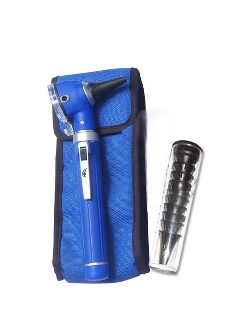 TNM Fiber Mini Otoscope LED Light 10Pcs Ear Cannula With Blue Pouch Blue Color - Image 1