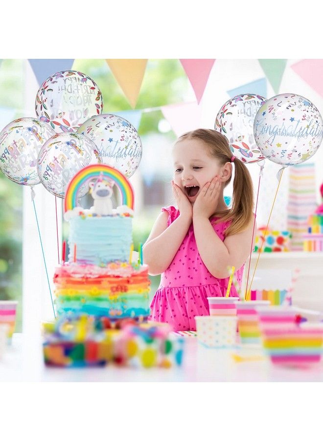 Skylety 12 قطعة بالونات عيد ميلاد سعيدة بالونات بوبو شفافة بالونات دائرية واضحة بالونات ملونة 4D لحفلة عيد الميلاد زينة الزفاف حفلة استقبال المولود، 20 بوصة - Image 5