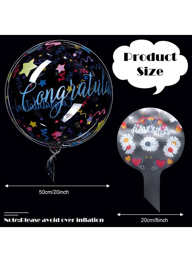 Skylety 12 قطعة بالونات عيد ميلاد سعيدة بالونات بوبو شفافة بالونات دائرية واضحة بالونات ملونة 4D لحفلة عيد الميلاد زينة الزفاف حفلة استقبال المولود، 20 بوصة - Image 3