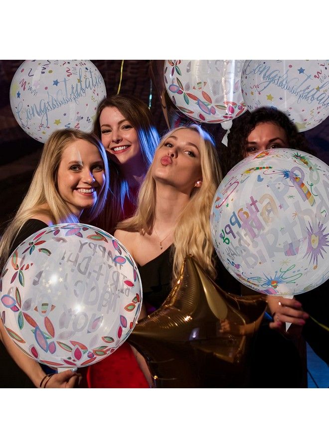 Skylety 12 قطعة بالونات عيد ميلاد سعيدة بالونات بوبو شفافة بالونات دائرية واضحة بالونات ملونة 4D لحفلة عيد الميلاد زينة الزفاف حفلة استقبال المولود، 20 بوصة - Image 4