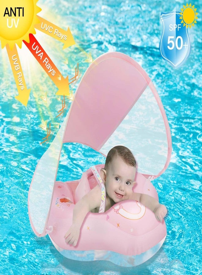LOOWARTS Baby Pool Float with Canopy Inflatable Baby Floatie with UPF50+ Sun Protection Infant Pool Float Swim Float with Safety Seat for Toddler from 3-36 Months (Pink, Large(6-36Months)) - Image 5