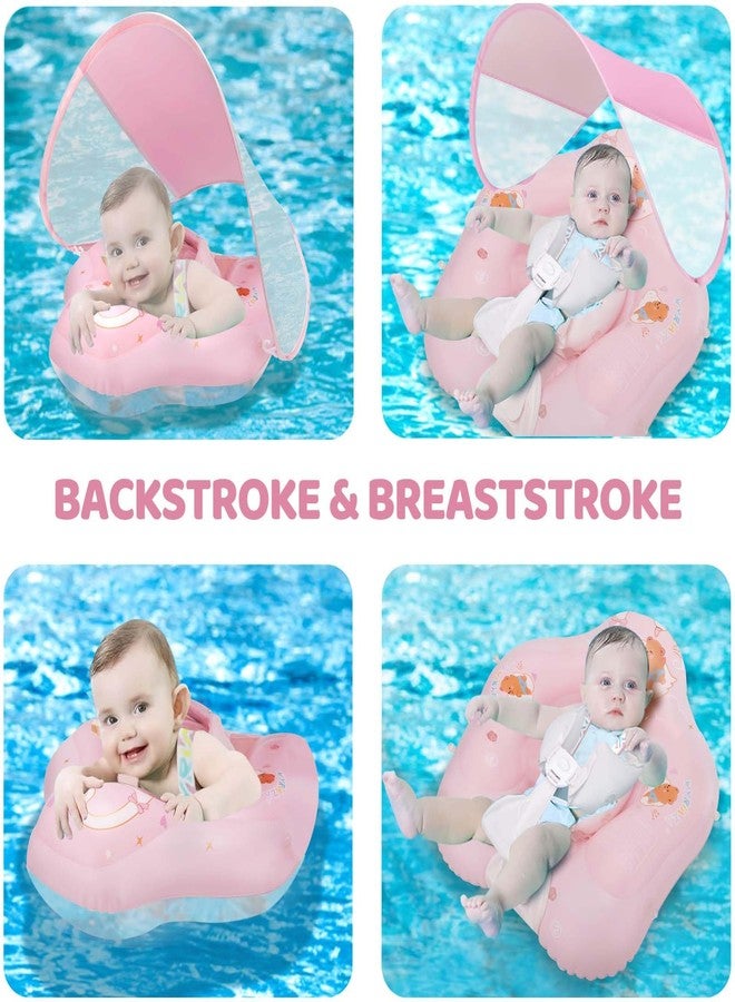 LOOWARTS Baby Pool Float with Canopy Inflatable Baby Floatie with UPF50+ Sun Protection Infant Pool Float Swim Float with Safety Seat for Toddler from 3-36 Months (Pink, Large(6-36Months)) - Image 4