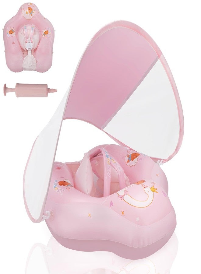 LOOWARTS Baby Pool Float with Canopy Inflatable Baby Floatie with UPF50+ Sun Protection Infant Pool Float Swim Float with Safety Seat for Toddler from 3-36 Months (Pink, Large(6-36Months)) - Image 1