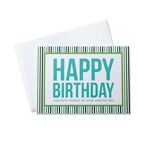 CEO Cards - Birthday Greeting Cards (Pastel Stripes), 5x7 Inches, 25 Cards & 26 White Envelopes (B1604) - Image 1