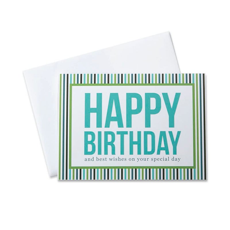 CEO Cards - Birthday Greeting Cards (Pastel Stripes), 5x7 Inches, 25 Cards & 26 White Envelopes (B1604) - Image 5