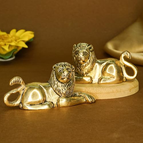 Ekhasa 100% Pure Brass Lion Showpiece for Home Decor Living Room Decorative Items | Showpieces Gift Items for Home Decoration | Center Table TV Unit Showcase Shelf Office Desk Interior Artifacts - Image 2