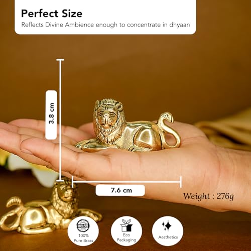 Ekhasa 100% Pure Brass Lion Showpiece for Home Decor Living Room Decorative Items | Showpieces Gift Items for Home Decoration | Center Table TV Unit Showcase Shelf Office Desk Interior Artifacts - Image 3