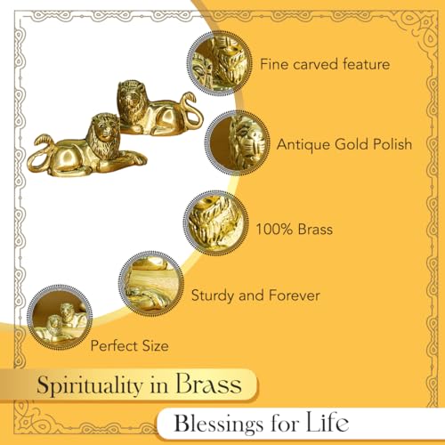 Ekhasa 100% Pure Brass Lion Showpiece for Home Decor Living Room Decorative Items | Showpieces Gift Items for Home Decoration | Center Table TV Unit Showcase Shelf Office Desk Interior Artifacts - Image 4