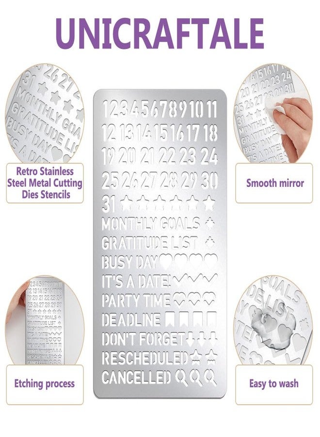UNICRAFTALE 4Pcs Metal Stencils for Craft Wood Burning 4 Styles Alphabet and Number Stencils Stainless Steel Reusable Template Planning Banners Metal Journal Stencil for Drawing Scrapbooking - Image 4