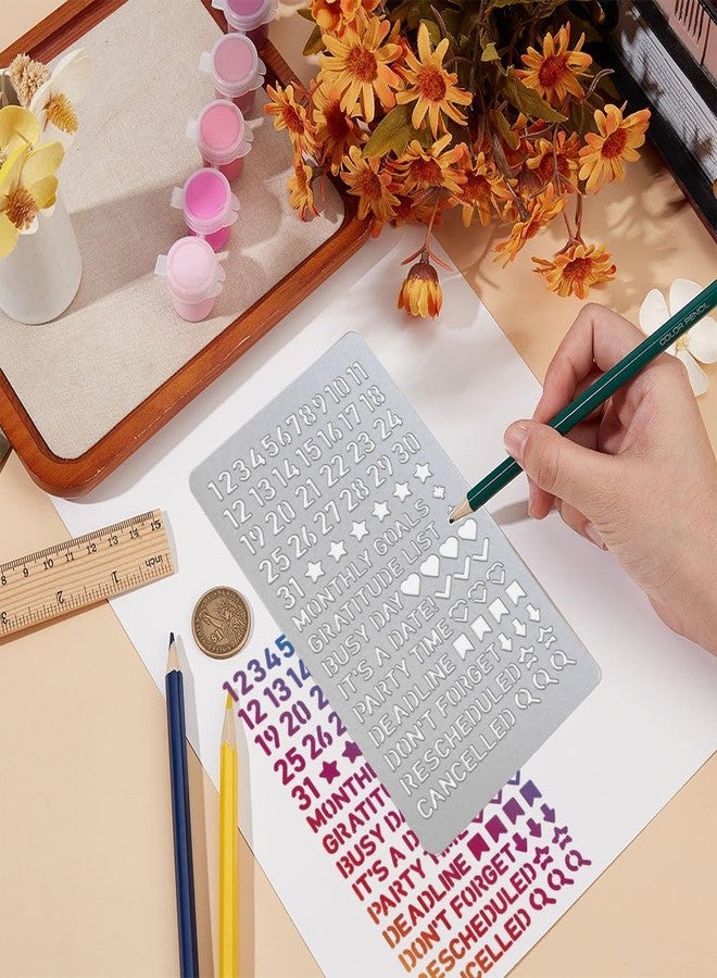 UNICRAFTALE 4Pcs Metal Stencils for Craft Wood Burning 4 Styles Alphabet and Number Stencils Stainless Steel Reusable Template Planning Banners Metal Journal Stencil for Drawing Scrapbooking - Image 2