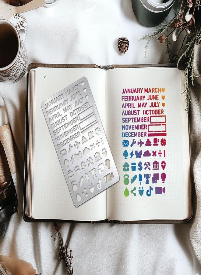 UNICRAFTALE 4Pcs Metal Stencils for Craft Wood Burning 4 Styles Alphabet and Number Stencils Stainless Steel Reusable Template Planning Banners Metal Journal Stencil for Drawing Scrapbooking - Image 5