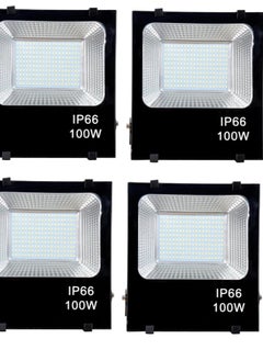 Generic An outdoor LED floodlight, 100 watts, is used as a floodlight for stadiums, shops, facades, and high-quality white LED floodlights, 4 pieces. 