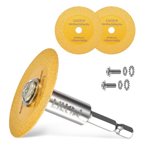 LitKiwi 1/4" Hex Shank with 2PCS Diamond Cutting Blade Wheel for PVC Pipe Cutter,Mini Glasses Cutting Disc Also for Cutting Glass, Jade, Crystal, Ceramics and etc. - Image 1