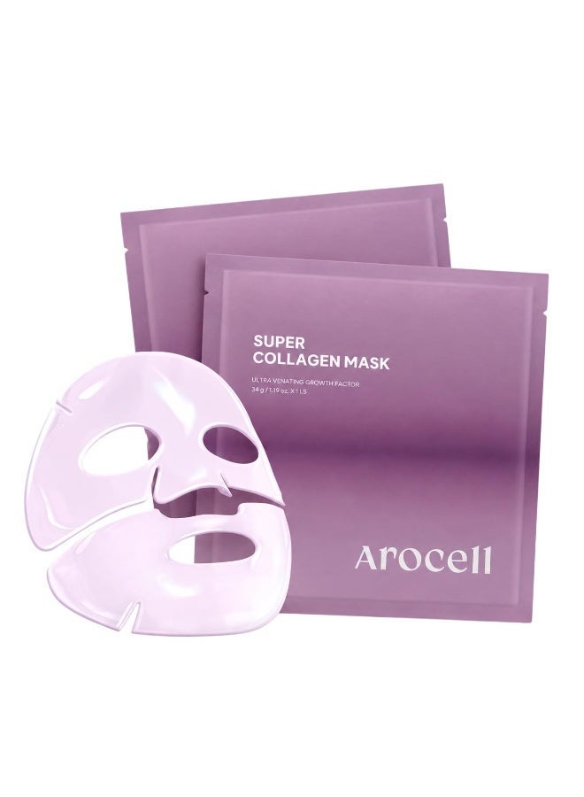 AROCELL Super Collagen Face Mask 4 Sheet Dual Matrix Hydrogel Masks - Atelo Collagen, Retinol, Exosomes  and Collagen