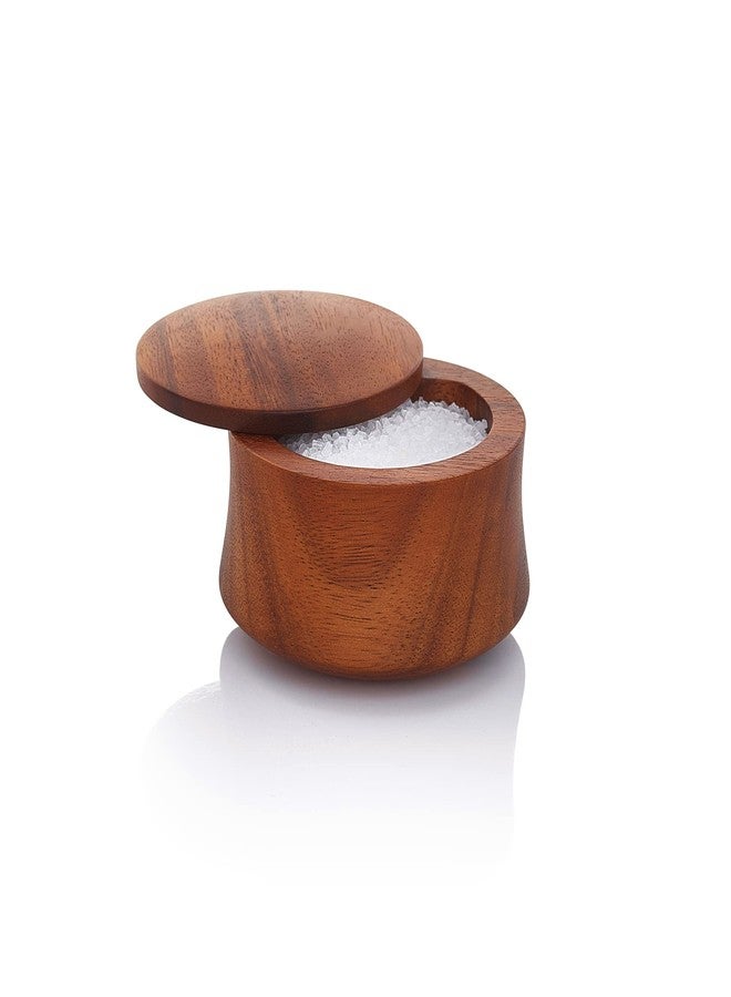nambe Nara Salt Cellar | Wood Salt or Spice Box with Swivel Lid | Storage Container for Kitchen Countertop Perfect for Table Salt, Gourmet Salts, Herbs or Seasoning Blends | 4.25” 2.5” - Image 1