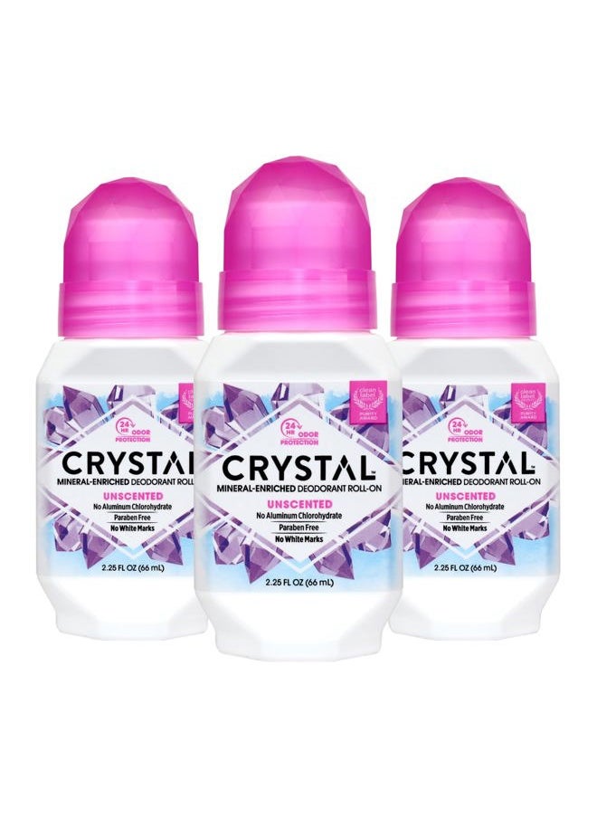 CRYSTAL ESSENCE CRYSTAL Deodorant - Mineral Roll on Vegan Deodorant for Women and Men, Unscented - 2.25 fl. oz. (3 Pack) (Packaging May Vary)  - Image 1