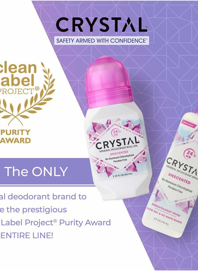 CRYSTAL ESSENCE CRYSTAL Deodorant - Mineral Roll on Vegan Deodorant for Women and Men, Unscented - 2.25 fl. oz. (3 Pack) (Packaging May Vary)  - Image 3