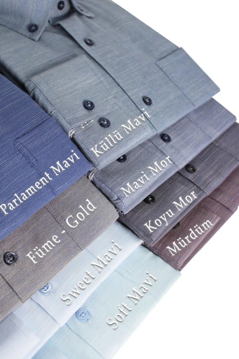 فاريتا Men's Dark Purple Plain Long Sleeve Cotton Linen Effect Pocket Collar Button Shirt